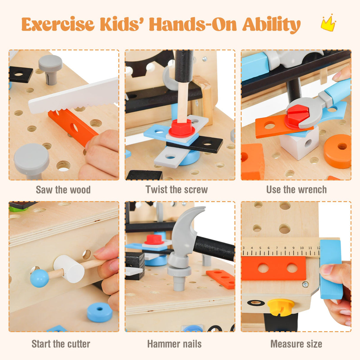 Pretend Play Workbench with Tools Set and Realistic Accessories