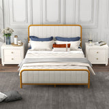 Upholstered Gold Platform Bed Frame with Velvet Headboard