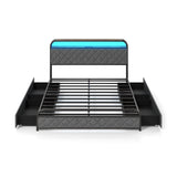 Twin/Full/Queen Size Bed Frame with LED Lights and Charging Station