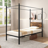 Base de cama con dosel tamaño queen con almacenamiento debajo de la cama