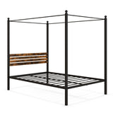 Base de cama con dosel tamaño queen con almacenamiento debajo de la cama