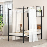 Base de cama con dosel tamaño queen con almacenamiento debajo de la cama