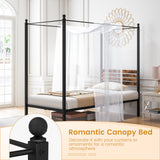 Base de cama con dosel tamaño queen con almacenamiento debajo de la cama