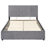 Cama Queen Size con Almacenamiento Elevable y Somier de Láminas de Madera