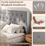 Queen Size Lift-up Storage Bed Modern Linen Upholstered Platform Bed