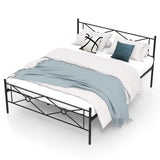 Full/Queen Size Metal Platform Bed Frame with Headboard and Footboard