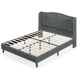 Base de cama de plataforma tapizada tamaño matrimonial/queen con cabecero capitoné