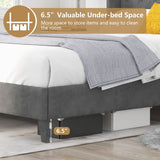Base de cama de plataforma tapizada tamaño matrimonial/queen con cabecero capitoné
