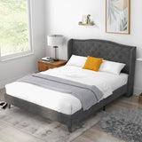 Base de cama de plataforma tapizada tamaño matrimonial/queen con cabecero capitoné