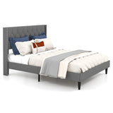 Cama de plataforma tapizada tamaño matrimonial/queen con cabecero con botones capitoné