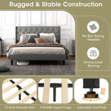 Cama de plataforma tapizada tamaño matrimonial/queen con cabecero con botones capitoné