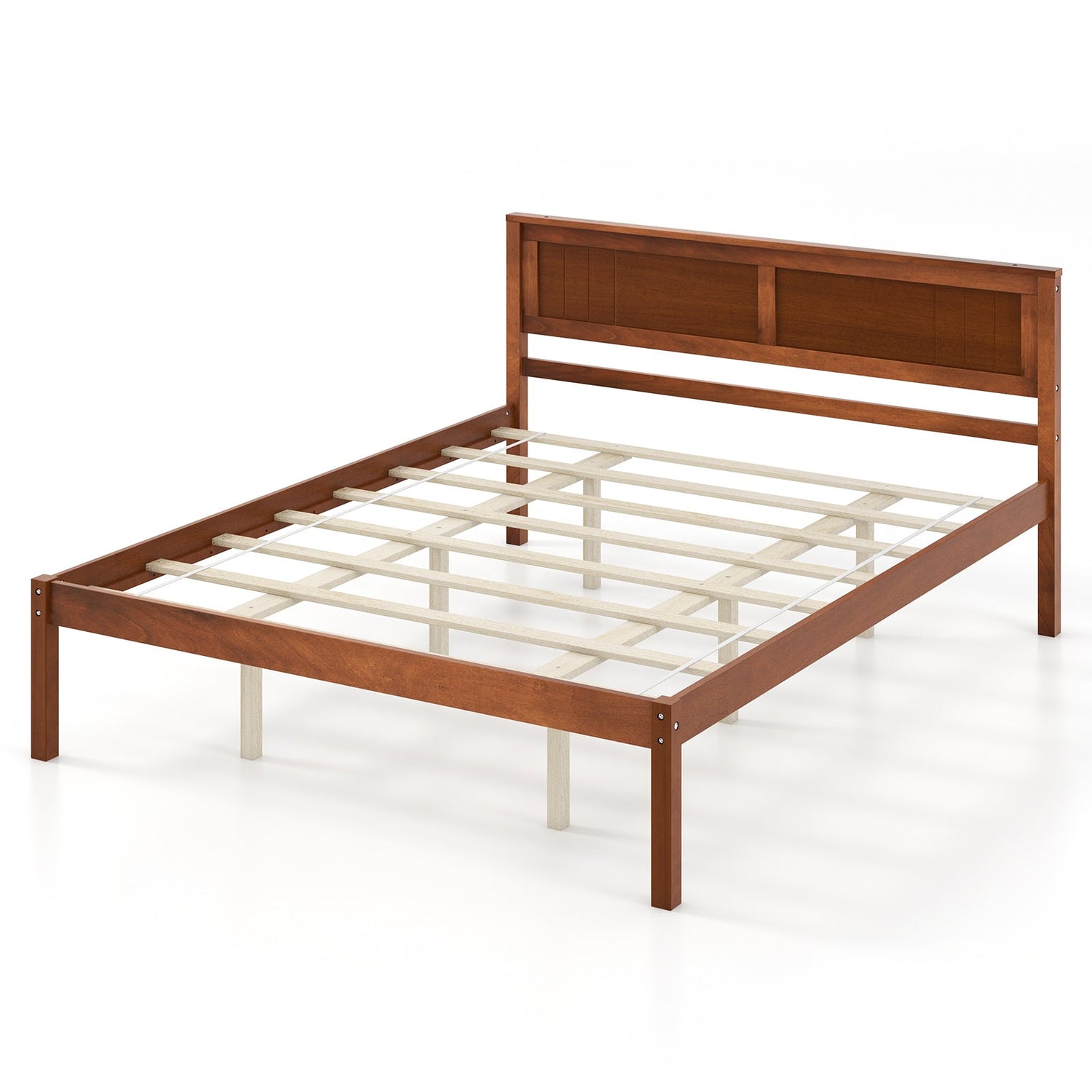 Estructura de cama Twin/Full/Queen con cabecera de madera y soporte de listones