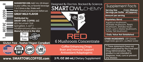 RED DROPS Smart OWLchemy - 2oz Potent Mushroom Extract