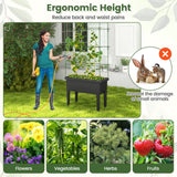 Self-watering Raised Garden Bed Elevated Planter with Climbing Trellis-Black