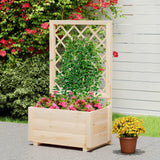 Cama de jardín elevada, macetero de madera elevado con enrejado de celosía-P
