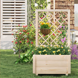 Cama de jardín elevada, macetero de madera elevado con enrejado de celosía-P