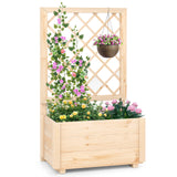 Cama de jardín elevada, macetero de madera elevado con enrejado de celosía-P