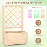 Cama de jardín elevada, macetero de madera elevado con enrejado de celosía-P