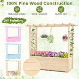 Raised Garden Bed Wooden Elevated Planter Box with Hanging Roof-L
