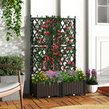 Maceta elevada con celosía, drenaje, riego automático y plantadores verticales elevados - Negro