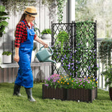 Maceta elevada con celosía, drenaje, riego automático y plantadores verticales elevados - Negro