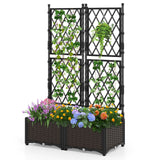 Maceta elevada con celosía, drenaje, riego automático y plantadores verticales elevados - Negro