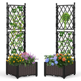 Maceta elevada con celosía, drenaje, riego automático y plantadores verticales elevados - Negro