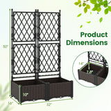Maceta elevada con celosía, drenaje, riego automático y plantadores verticales elevados - Negro