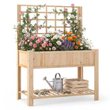 Raised Garden Bed with Trellis Wooden Elevated Planter Box with Legs