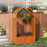 Cama de jardín elevada con celosía, techo arqueado, jardinera elevada de madera - Marrón