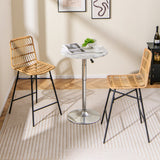 Set of 2 Rattan Bar Stools with Sturdy Metal Frame-Yellow