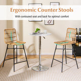 Set of 2 Rattan Bar Stools with Sturdy Metal Frame-Yellow