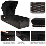 Outdoor Chaise Lounge Chair with Folding Canopy