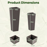Rattan Tall Planter Set of 2 Outdoor Large Tapered Planters with Removable Inner Trays