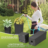 Rattan Tall Planter Set of 2 Outdoor Large Tapered Planters with Removable Inner Trays