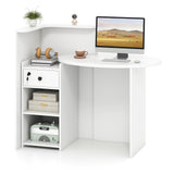 Front Reception Office Desk with Open Shelf and Lockable Drawer