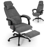 Sillón reclinable de oficina Tapizado en tela chenilla Silla de escritorio de computadora - Gris