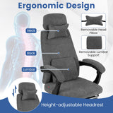 Sillón reclinable de oficina Tapizado en tela chenilla Silla de escritorio de computadora - Gris