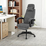 Sillón reclinable de oficina Tapizado en tela chenilla Silla de escritorio de computadora - Gris