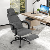 Sillón reclinable de oficina Tapizado en tela chenilla Silla de escritorio de computadora - Gris