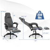 Sillón reclinable de oficina Tapizado en tela chenilla Silla de escritorio de computadora - Gris