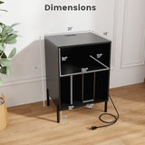 Mueble para tocadiscos con estante para discos y estación de carga