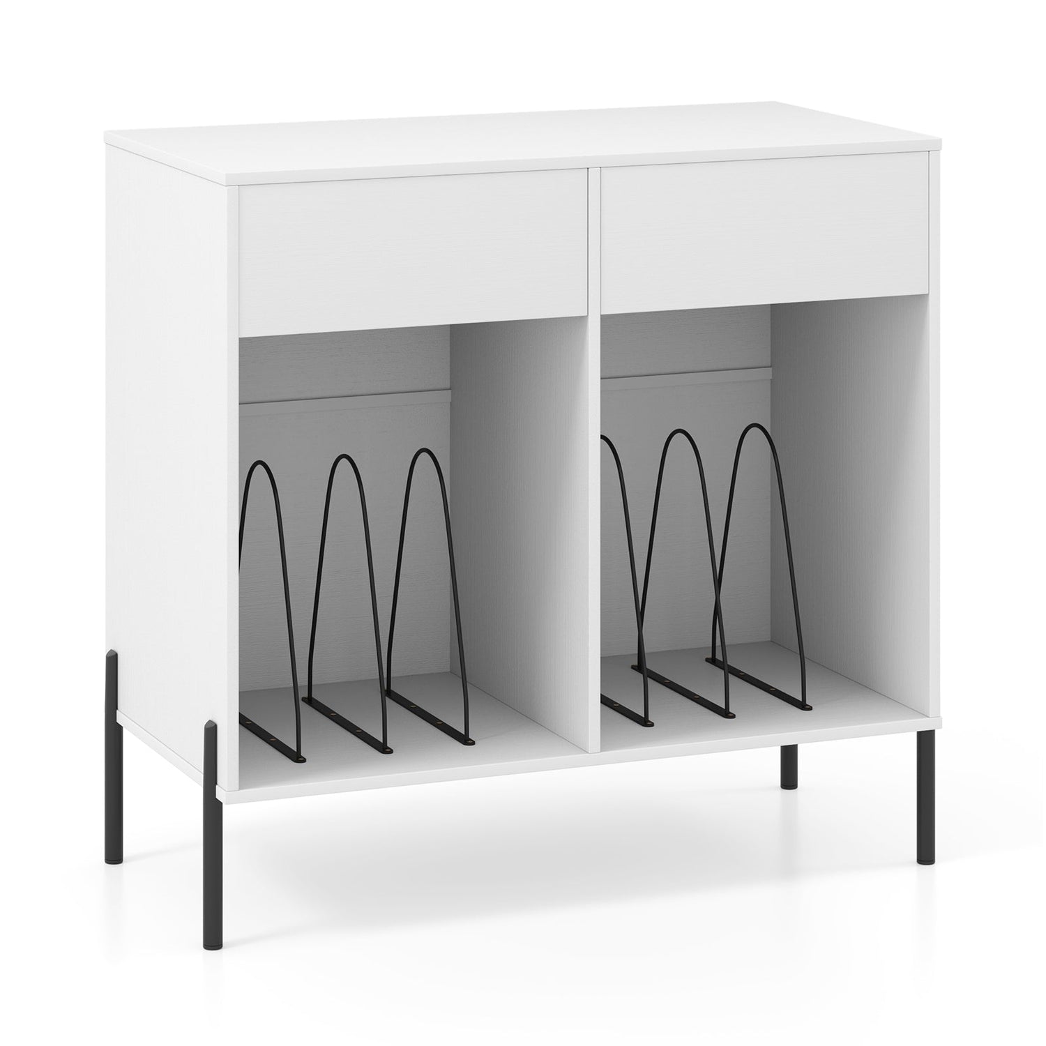 Mueble para tocadiscos con enchufes, mueble doble ancho para tocadiscos, mesa para almacenar discos de vinilo