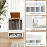 Record Rolling Turntable Player Stand with Drawer