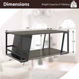 Mesa de centro rectangular de 2 niveles, mesa auxiliar industrial con estante de almacenamiento y compartimento