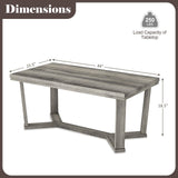 Mesa de centro rectangular con base de madera de caucho en forma de cruz-Gris
