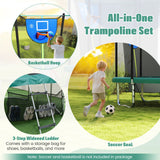 Rectangle Outdoor Trampoline 10 x 8 FT Heavy-Duty Trampoline with Basketball Hoop