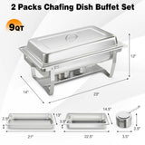 2 Packs Chafing 9 Quart Stainless Rectangular Chafer Buffet