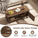 Mesa de centro rectangular con almacenamiento y estantes ajustables - Nogal