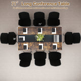 Rectangular Meeting Table with Mesh Storage Shelf and Cable Grommet-Rustic Brown